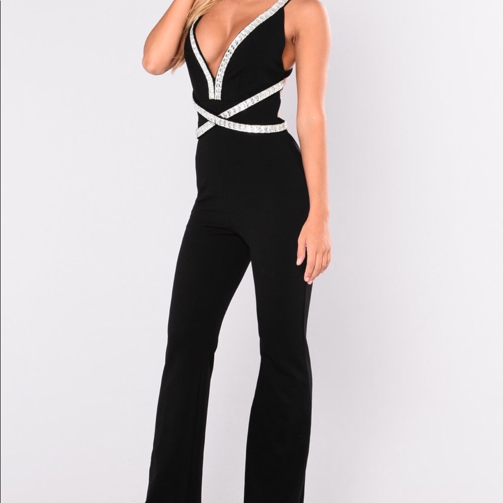 Fashion nova rhinestone jumpsuit